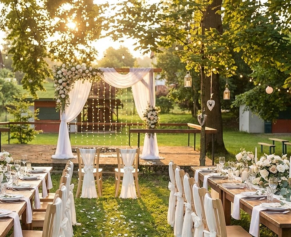 Svatební obřad v zahradě